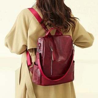 Sac à dos tendance en cuir rouge pour femme