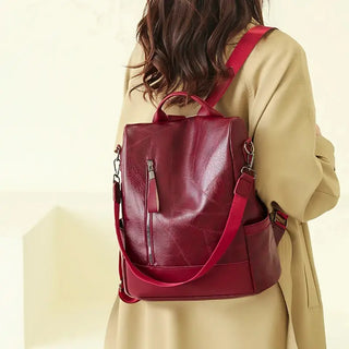 Sac à dos tendance en cuir rouge pour femme