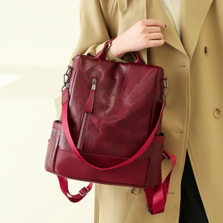 Sac à dos tendance en cuir rouge pour femme