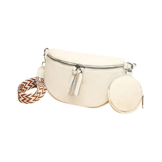 Sac banane blanc à bandoulière tendance et chic en cuir pour femme - sac-banane-boutique.com