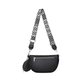 Sac banane noir à bandoulière tendance et chic en cuir pour femme