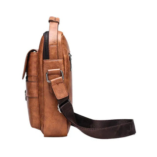 Sacoche bandoulière en cuir camel pour homme